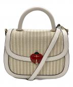 Kate Spadeケイトスペード）の古着「パフィー ドッティ レディバグ ロック トップ ハンドル クロスボディ」｜ベージュ×アイボリー