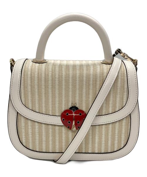 Kate Spade（ケイトスペード）Kate Spade (ケイトスペード) パフィー ドッティ レディバグ ロック トップ ハンドル クロスボディ ベージュ×アイボリーの古着・服飾アイテム