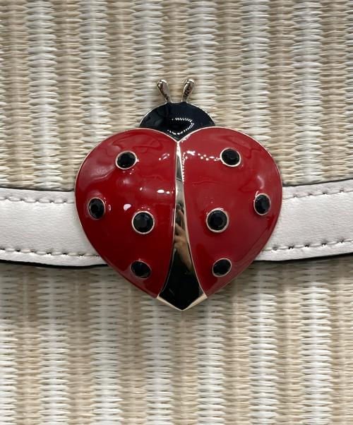 Kate Spade（ケイトスペード）Kate Spade (ケイトスペード) パフィー ドッティ レディバグ ロック トップ ハンドル クロスボディ ベージュ×アイボリーの古着・服飾アイテム