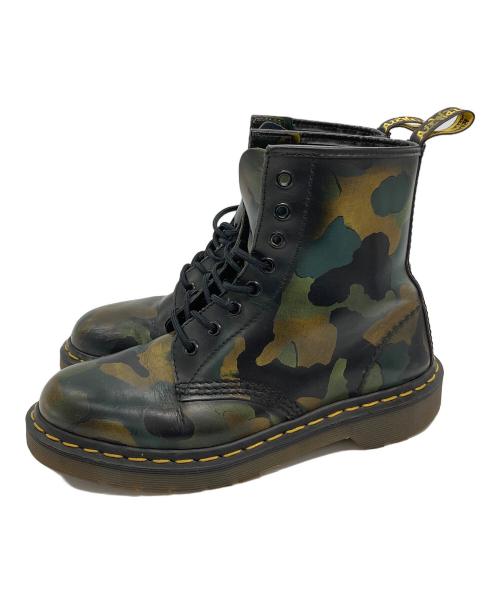Dr.Martens（ドクターマーチン）Dr.Martens (ドクターマーチン) カモ柄8ホールブーツ オリーブ×ブラック サイズ:不明の古着・服飾アイテム