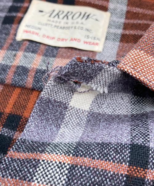ARROW（アロー）ARROW (アロー) 【古着】60'sチェックシャツ ブラウン サイズ:Ｍ 15-15 1/2の古着・服飾アイテム