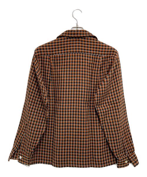 VAN HEUSEN（ヴァンヒューセン/バンヒューゼン）VAN HEUSEN (ヴァンヒューセン/バンヒューゼン) オープンカラーチェックシャツ オレンジ×ブラック サイズ:Ｍ（15-1/2）の古着・服飾アイテム