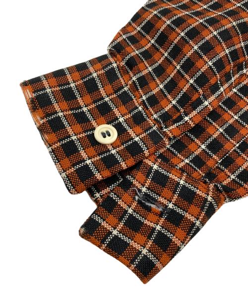 VAN HEUSEN（ヴァンヒューセン/バンヒューゼン）VAN HEUSEN (ヴァンヒューセン/バンヒューゼン) オープンカラーチェックシャツ オレンジ×ブラック サイズ:Ｍ（15-1/2）の古着・服飾アイテム