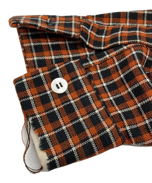 VAN HEUSEN（ヴァンヒューセン/バンヒューゼン）VAN HEUSEN (ヴァンヒューセン/バンヒューゼン) オープンカラーチェックシャツ オレンジ×ブラック サイズ:Ｍ（15-1/2）の古着・服飾アイテム