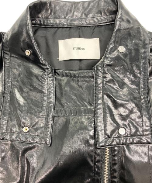 STUDIOUS（ステュディオス）STUDIOUS (ステュディオス) Patent Biker Jacket パテントバイカージャケット ブラック サイズ:FREEの古着・服飾アイテム