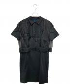 KOLORカラー）の古着「SHORT SLEEVE DRESS SHIRT ONE OIECE」｜ブラック