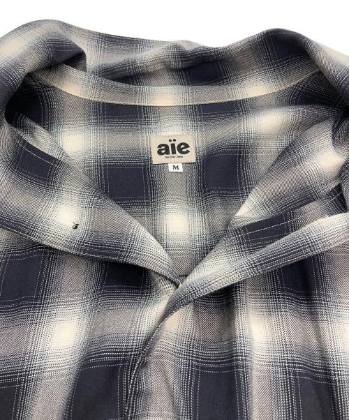 AiE（エーアイイー）AiE (エーアイイー) Painter Shirt - Ombre Rayon Twill - Plaid ペインターシャツ ブラック×グレー サイズ:Mの古着・服飾アイテム