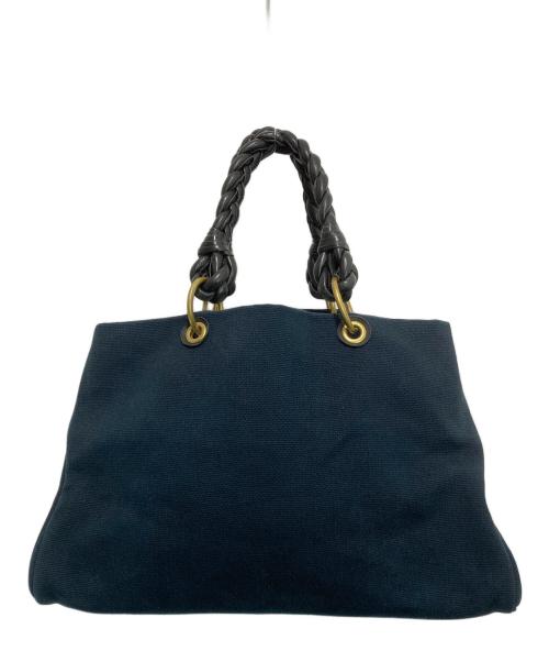 BOTTEGA VENETA（ボッテガベネタ）BOTTEGA VENETA (ボッテガベネタ) キャンバストートバッグ ネイビー×ブラックの古着・服飾アイテム