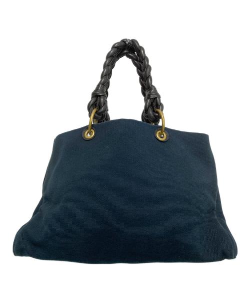 BOTTEGA VENETA（ボッテガベネタ）BOTTEGA VENETA (ボッテガベネタ) キャンバストートバッグ ネイビー×ブラックの古着・服飾アイテム