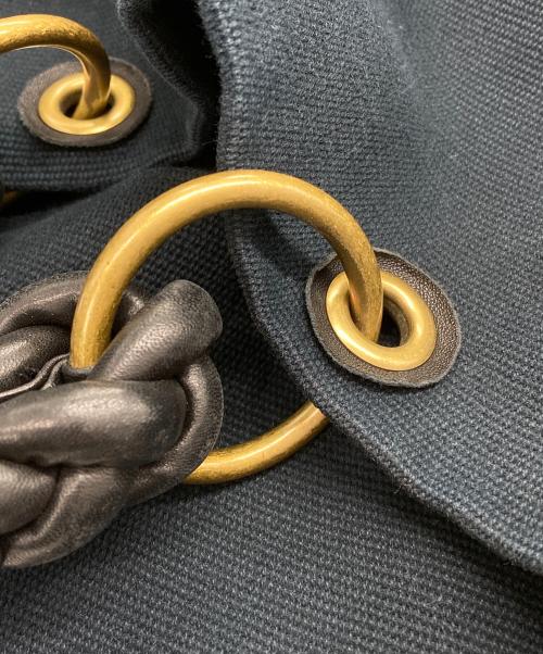 BOTTEGA VENETA（ボッテガベネタ）BOTTEGA VENETA (ボッテガベネタ) キャンバストートバッグ ネイビー×ブラックの古着・服飾アイテム