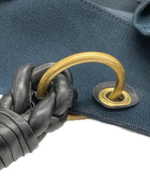 BOTTEGA VENETA（ボッテガベネタ）BOTTEGA VENETA (ボッテガベネタ) キャンバストートバッグ ネイビー×ブラックの古着・服飾アイテム