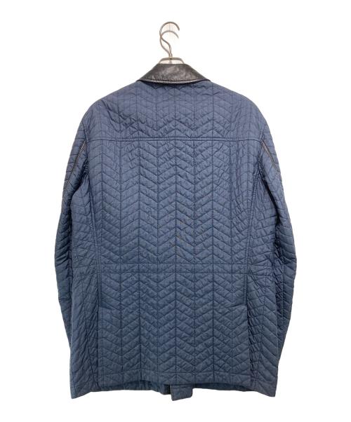 BRIONI（ブリオーニ）BRIONI (ブリオーニ) レザートリミングキルティングコート ネイビー サイズ:XLの古着・服飾アイテム