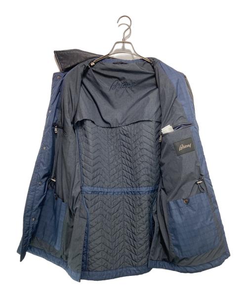 BRIONI（ブリオーニ）BRIONI (ブリオーニ) レザートリミングキルティングコート ネイビー サイズ:XLの古着・服飾アイテム