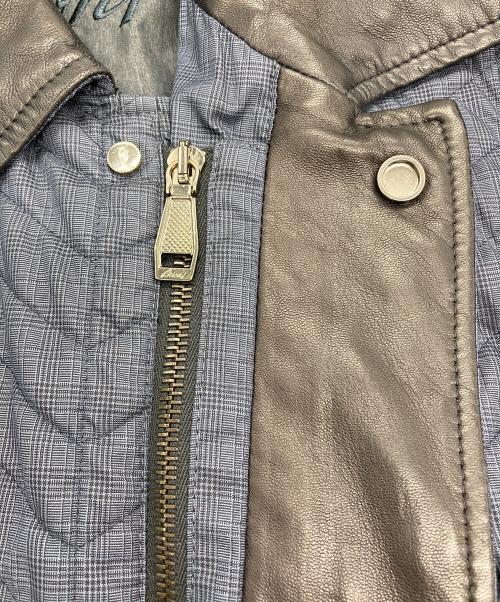 BRIONI（ブリオーニ）BRIONI (ブリオーニ) レザートリミングキルティングコート ネイビー サイズ:XLの古着・服飾アイテム