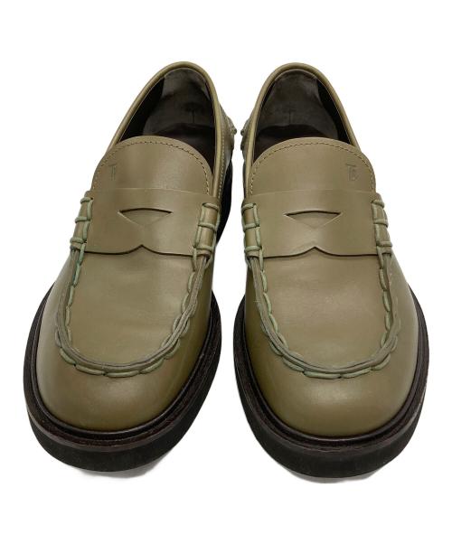TOD'S（トッズ）TOD'S (トッズ) ロゴエンボス ローファー オリーブ サイズ:8 1/2の古着・服飾アイテム