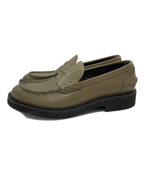 TOD'S（トッズ）TOD'S (トッズ) ロゴエンボス ローファー オリーブ サイズ:8 1/2の古着・服飾アイテム