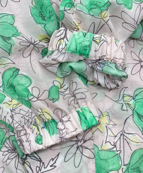 TOMORROW LAND（トゥモローランド）TOMORROW LAND (トゥモローランド) アネモネプリント ギャザースタンドカラーブラウス グリーン サイズ:36の古着・服飾アイテム