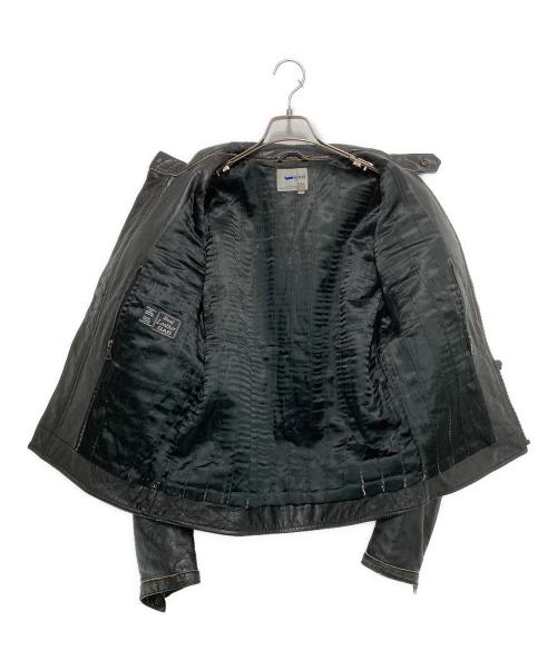 GAS JEANS（ガスジーンズ）GAS JEANS (ガスジーンズ) レザーライダースジャケット ブラック×ホワイト サイズ:Lの古着・服飾アイテム