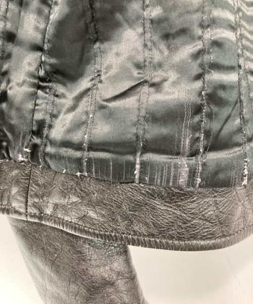 GAS JEANS（ガスジーンズ）GAS JEANS (ガスジーンズ) レザーライダースジャケット ブラック×ホワイト サイズ:Lの古着・服飾アイテム