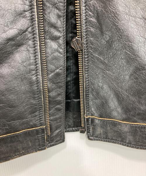 GAS JEANS（ガスジーンズ）GAS JEANS (ガスジーンズ) レザーライダースジャケット ブラック×ホワイト サイズ:Lの古着・服飾アイテム