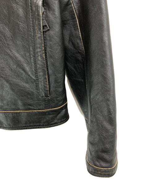GAS JEANS（ガスジーンズ）GAS JEANS (ガスジーンズ) レザーライダースジャケット ブラック×ホワイト サイズ:Lの古着・服飾アイテム