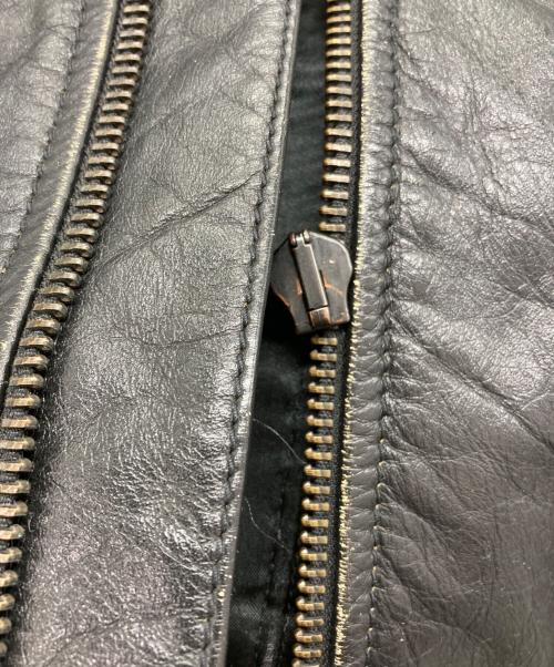 GAS JEANS（ガスジーンズ）GAS JEANS (ガスジーンズ) レザーライダースジャケット ブラック×ホワイト サイズ:Lの古着・服飾アイテム