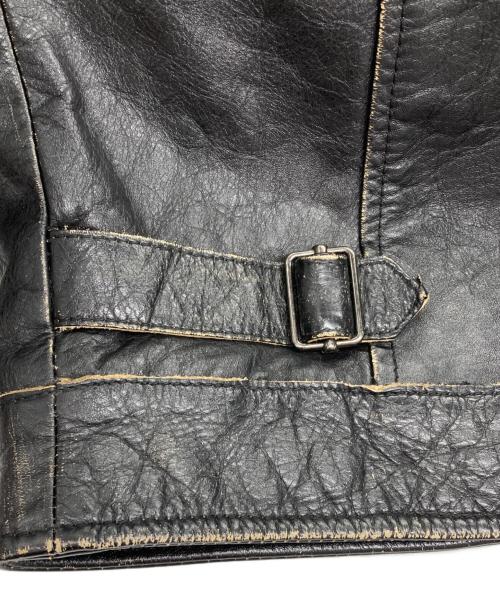 GAS JEANS（ガスジーンズ）GAS JEANS (ガスジーンズ) レザーライダースジャケット ブラック×ホワイト サイズ:Lの古着・服飾アイテム