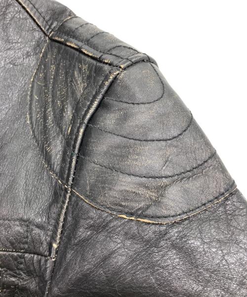 GAS JEANS（ガスジーンズ）GAS JEANS (ガスジーンズ) レザーライダースジャケット ブラック×ホワイト サイズ:Lの古着・服飾アイテム