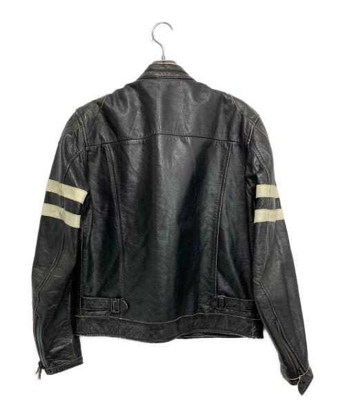 GAS JEANS（ガスジーンズ）GAS JEANS (ガスジーンズ) レザーライダースジャケット ブラック×ホワイト サイズ:Lの古着・服飾アイテム