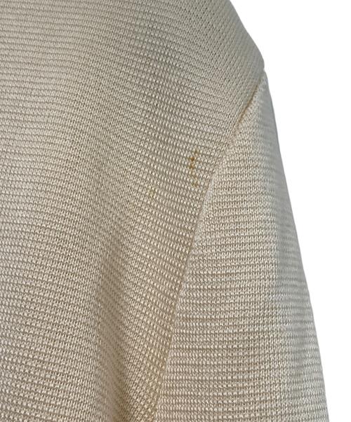 HERMES（エルメス）HERMES (エルメス) シルクカシミヤVネックロングカーディガン ベージュ×ネイビー サイズ:36 (S)の古着・服飾アイテム