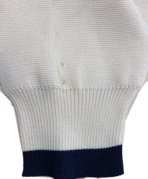 HERMES（エルメス）HERMES (エルメス) シルクカシミヤVネックロングカーディガン ベージュ×ネイビー サイズ:36 (S)の古着・服飾アイテム