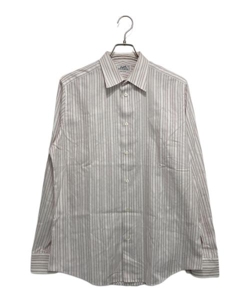 HERMES（エルメス）HERMES (エルメス) セリエボタン ストライプシャツ ホワイト×レッド サイズ:16/41の古着・服飾アイテム