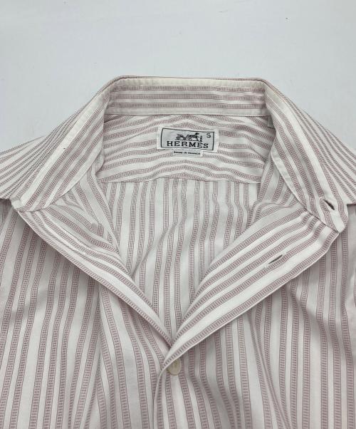 HERMES（エルメス）HERMES (エルメス) セリエボタン ストライプシャツ ホワイト×レッド サイズ:16/41の古着・服飾アイテム