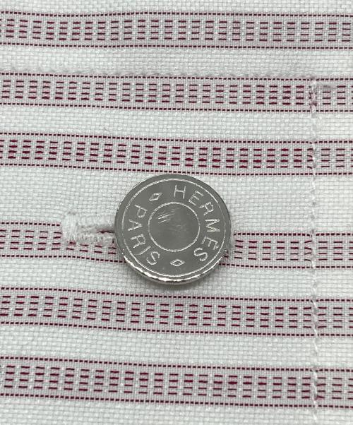 HERMES（エルメス）HERMES (エルメス) セリエボタン ストライプシャツ ホワイト×レッド サイズ:16/41の古着・服飾アイテム