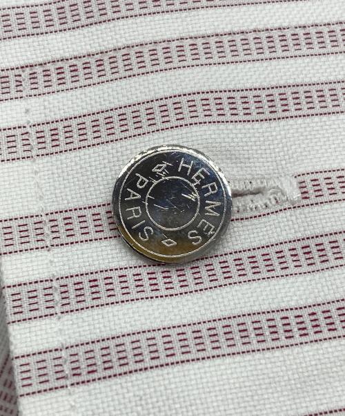 HERMES（エルメス）HERMES (エルメス) セリエボタン ストライプシャツ ホワイト×レッド サイズ:16/41の古着・服飾アイテム