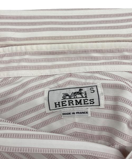 HERMES（エルメス）HERMES (エルメス) セリエボタン ストライプシャツ ホワイト×レッド サイズ:16/41の古着・服飾アイテム