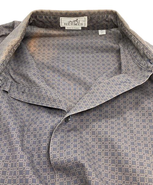 HERMES（エルメス）HERMES (エルメス) シェーヌダンクル柄 セリエボタンシャツ ブラック サイズ:16/41の古着・服飾アイテム