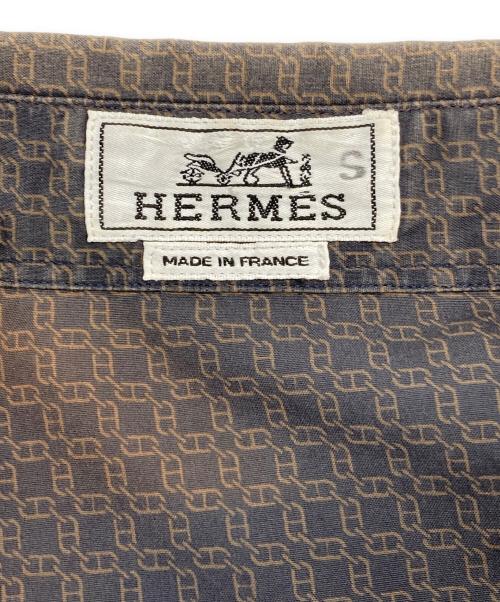 HERMES（エルメス）HERMES (エルメス) シェーヌダンクル柄 セリエボタンシャツ ブラック サイズ:16/41の古着・服飾アイテム