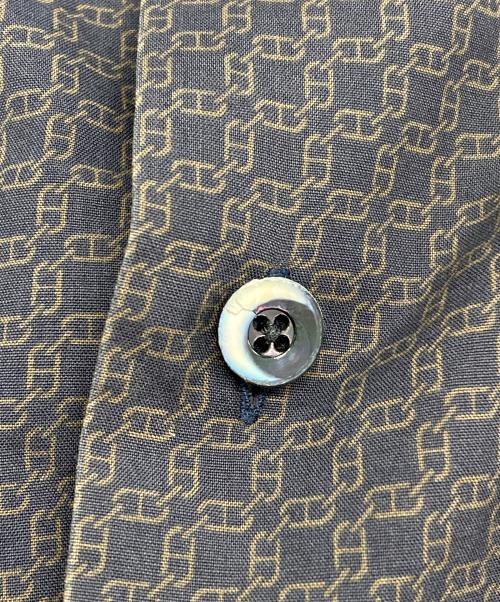 HERMES（エルメス）HERMES (エルメス) シェーヌダンクル柄 セリエボタンシャツ ブラック サイズ:16/41の古着・服飾アイテム