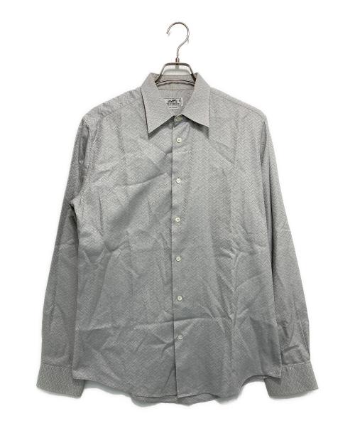 HERMES（エルメス）HERMES (エルメス) セリエボタン 総柄シャツ グレー サイズ:16/41の古着・服飾アイテム