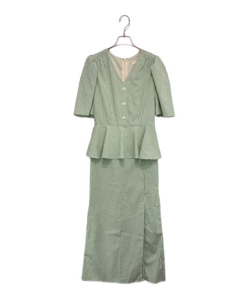 PUI（プイ）PUI (プイ) ギンガムチェックペプラムワンピース グリーン サイズ:Fの古着・服飾アイテム