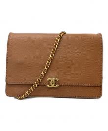 CHANEL（シャネル）の古着「チェーンウォレット ショルダーバッグ」｜ブラウン×ゴールド