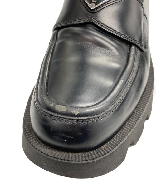 PRADA（プラダ）PRADA (プラダ) ロゴプレート ローファー ブラック サイズ: 5 1/2の古着・服飾アイテム