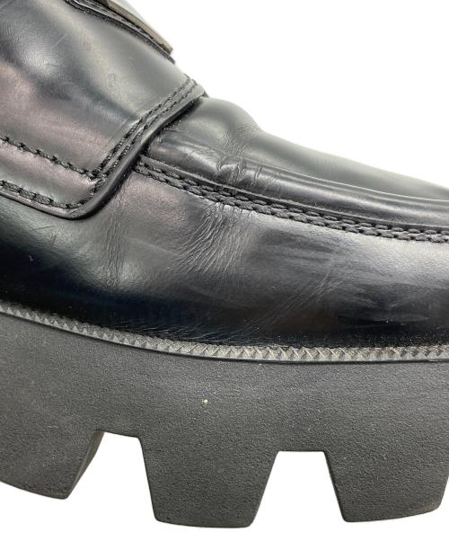 PRADA（プラダ）PRADA (プラダ) ロゴプレート ローファー ブラック サイズ: 5 1/2の古着・服飾アイテム