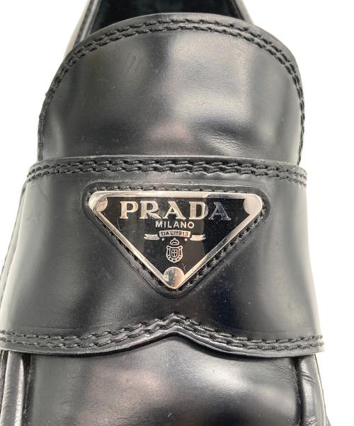 PRADA（プラダ）PRADA (プラダ) ロゴプレート ローファー ブラック サイズ: 5 1/2の古着・服飾アイテム