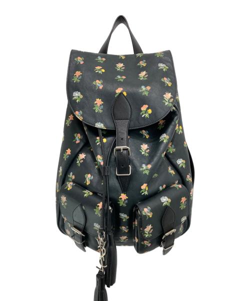 Saint Laurent Paris（サンローランパリ）Saint Laurent Paris (サンローランパリ) レザー フローラル リュック ブラックの古着・服飾アイテム