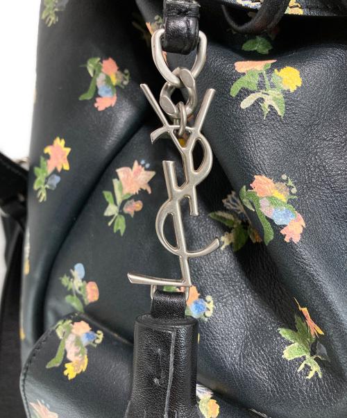 Saint Laurent Paris（サンローランパリ）Saint Laurent Paris (サンローランパリ) レザー フローラル リュック ブラックの古着・服飾アイテム