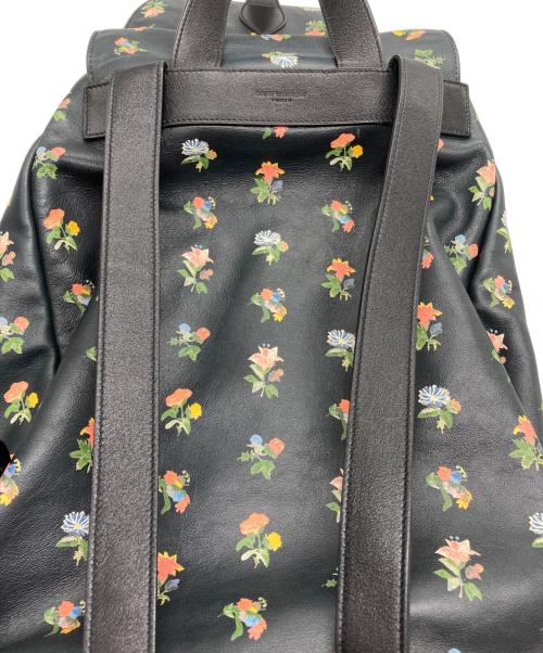 Saint Laurent Paris（サンローランパリ）Saint Laurent Paris (サンローランパリ) レザー フローラル リュック ブラックの古着・服飾アイテム