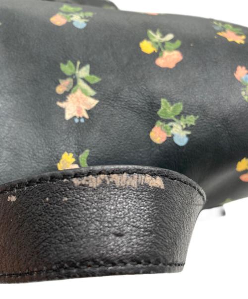 Saint Laurent Paris（サンローランパリ）Saint Laurent Paris (サンローランパリ) レザー フローラル リュック ブラックの古着・服飾アイテム