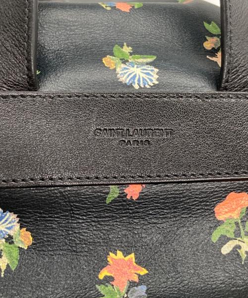 Saint Laurent Paris（サンローランパリ）Saint Laurent Paris (サンローランパリ) レザー フローラル リュック ブラックの古着・服飾アイテム